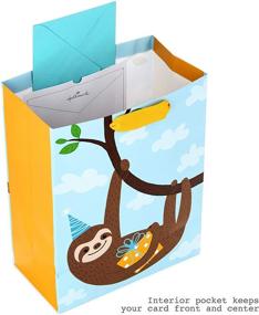 img 1 attached to 🎁 Hallmark 13" Большие подарочные пакеты для детей на день рождения - ассортимент ленивца, динозавра, единорога с тканью для упаковки (набор из 3-х подарочных пакетов, 9 листов)