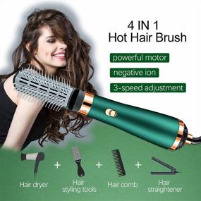 img 1 attached to 🔥 One-Step Hair Dryer Brush: 4-in-1 Hot Air Hair Comb, Volumizer Styler, Ionic Blow Dryer, Straightener, and Curler