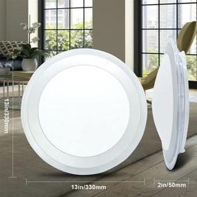 img 2 attached to Modern Round Flush Mount Ceiling Light Fixture - DLLT 13 Inch, 22W, 6000K Cool White LED Disk Light for Closet, Hallway, Kitchen, Bedroom, Basements