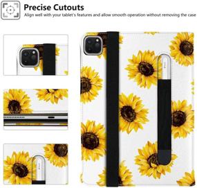 img 1 attached to 🌻 Hepix iPad Pro 12.9 Case 2021 2020 2018 Sunflower: Protective Leather Floral Cover with Pencil Holder & Multi-Angle Stand - A2378 A2229 Compatible!