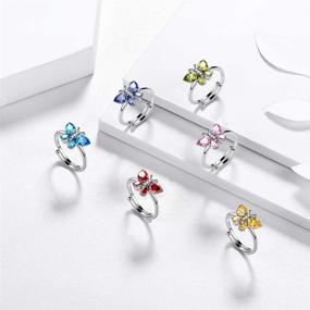 img 1 attached to 🦋 Aurora Tears 925 Sterling Silver Butterfly Birthstone Jewelry Set - Crystal Necklace/Earrings/Ring/Bracelet for Women - Minimalist Animal Jewellery