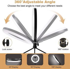 img 1 attached to HPUSN 10-Inch Desktop Selfie Ring Light with Tripod Stand & Phone Holder - Dimmable Desk LED Makeup Ring Light for Photography and Shooting, 3 Light Modes - Compatible with iPhone and Android