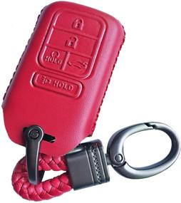 img 4 attached to 🔑 Red Hand Sewing Leather Key Cover Case for Honda Accord Civic CRV Pilot - Premium Quality Key Holder for Multiple Models: 2019-2015
