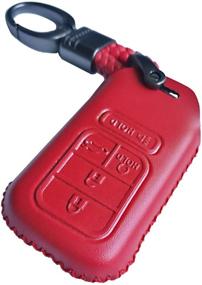 img 2 attached to 🔑 Red Hand Sewing Leather Key Cover Case for Honda Accord Civic CRV Pilot - Premium Quality Key Holder for Multiple Models: 2019-2015
