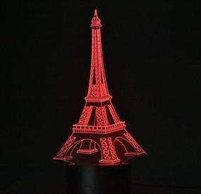 img 2 attached to 🗼 Enhance Your Ambience with 3D Night Lamp Illusion Desk Light featuring Eiffel Tower Design and 7 Colors Change - Perfect Addition to your Smart Home Night Lights Collection