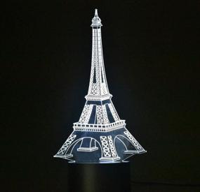 img 1 attached to 🗼 Enhance Your Ambience with 3D Night Lamp Illusion Desk Light featuring Eiffel Tower Design and 7 Colors Change - Perfect Addition to your Smart Home Night Lights Collection