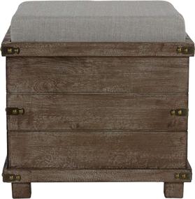 img 2 attached to 🏺 Cortesi Home Scusset Storage Chest Tray Ottoman - Grey Fabric and Wood, 15.75"W x 15.75"L x 15.5"H