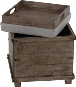 img 1 attached to 🏺 Cortesi Home Scusset Storage Chest Tray Ottoman - Grey Fabric and Wood, 15.75"W x 15.75"L x 15.5"H