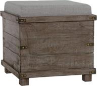 🏺 cortesi home scusset storage chest tray ottoman - grey fabric and wood, 15.75"w x 15.75"l x 15.5"h logo