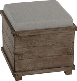 img 3 attached to 🏺 Cortesi Home Scusset Storage Chest Tray Ottoman - Grey Fabric and Wood, 15.75"W x 15.75"L x 15.5"H