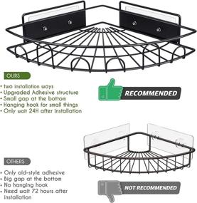 img 2 attached to 🚿 Convenient Shower Caddy Corner Shelf: Upgraded Wall Mounted Bathroom Organizer for Toilet, Dorm and Kitchen - Matt Black