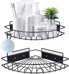 img 4 attached to 🚿 Convenient Shower Caddy Corner Shelf: Upgraded Wall Mounted Bathroom Organizer for Toilet, Dorm and Kitchen - Matt Black