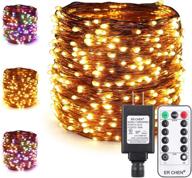 🎄 er chen dual color plug in fairy lights: 99ft 300 led copper wire christmas string lights with remote timer for indoor outdoor decor - color changing dimmable 8 modes (warm white & multicolor) логотип