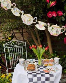 img 1 attached to Talking Tables Висячие гирлянды с чайниками из серии "Правдивая Алиса" (13 футов) - идеальное многоцветное украшение для вашей чаепитие.