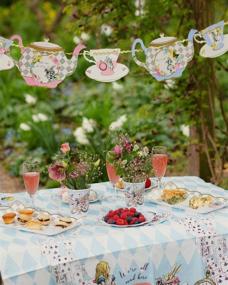 img 3 attached to Talking Tables Висячие гирлянды с чайниками из серии "Правдивая Алиса" (13 футов) - идеальное многоцветное украшение для вашей чаепитие.