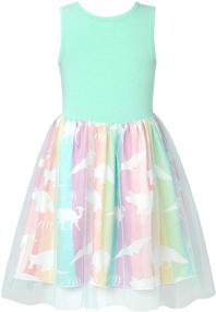 img 3 attached to 🦕 Dinosaur-themed Girls' Sleeveless Playwear Sundress: Fun Twirling Clothing for Dresses