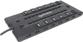 img 2 attached to 🔌 Manhattan 28 Port USB Mondo Hub II - High-Speed 24 USB-A 2.0 Ports, Advanced 4 USB-A 3.0 Ports, On-Off Switches, 5V/4A Power Adapter – 163606