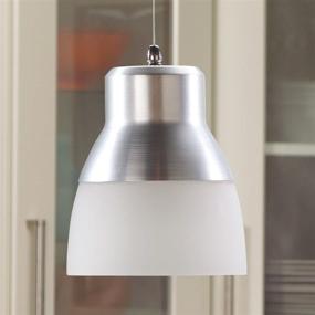 img 2 attached to 💡 Exciting Lighting IEL-5778 Glass Pendant Nickel IR LED Light, Brushed Nickel & Frosted Glass Shade, Battery Operated with 24 LEDs Included