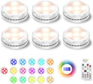 🔦 uyicoo 6-pack led puck lights: battery operated, wireless color changing, dimmable under cabinet lighting with timing - perfect for display cabinets логотип