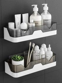 img 4 attached to 🚿 WeshyiGo 2-Pack Shower Caddy, Detachable Shower Organizer - Drill-Free, Dual Layer Adhesive Shower Shelf, Ideal for Shower and Kitchen Organization (GRAY)