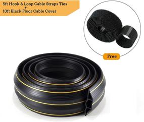 img 3 attached to 🔌 10ft Overfloor Cord/Cable Protector: 3 Cord Channels for Fastening Wire Organization, Easy Installation (10ft, Black)