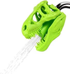 img 4 attached to 🦖 Roar into Shower Time Fun: Funwares Wash n' Roar T-Rex Shower Head, Green - Tyrannosaurus Rex Skull Shaped Shower Nozzle!