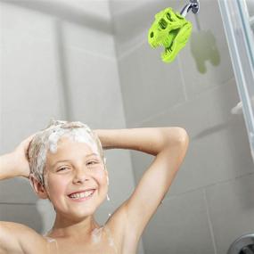 img 3 attached to 🦖 Roar into Shower Time Fun: Funwares Wash n' Roar T-Rex Shower Head, Green - Tyrannosaurus Rex Skull Shaped Shower Nozzle!
