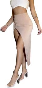 img 1 attached to SheIn Elastic Asymmetrical Bodycon Burgundy Women's Clothing