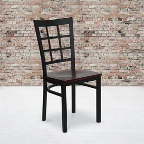 img 4 attached to 🪑 SEO-Optimized Flash Furniture HERCULES Series Black Window Back Metal Restaurant Chair with Mahogany Wood Seat