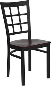 img 3 attached to 🪑 SEO-Optimized Flash Furniture HERCULES Series Black Window Back Metal Restaurant Chair with Mahogany Wood Seat