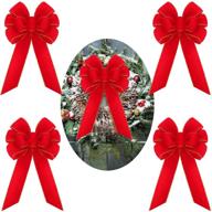 🎁 syhood 10 inch red velvet wreath gift bows - festive christmas tree ornaments for indoor and outdoor decorations logo