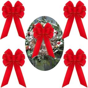 img 4 attached to 🎁 Syhood 10 Inch Red Velvet Wreath Gift Bows - Festive Christmas Tree Ornaments for Indoor and Outdoor Decorations