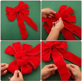 img 2 attached to 🎁 Syhood 10 Inch Red Velvet Wreath Gift Bows - Festive Christmas Tree Ornaments for Indoor and Outdoor Decorations