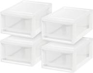 🗄️ iris usa compact white stacking drawers, 6 quart, set of 4-pack логотип