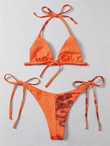 img 3 attached to Make a Bold Splash with 👙 the MakeMeChic Graphic Triangle Swimsuit for Women