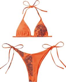 img 4 attached to Make a Bold Splash with 👙 the MakeMeChic Graphic Triangle Swimsuit for Women