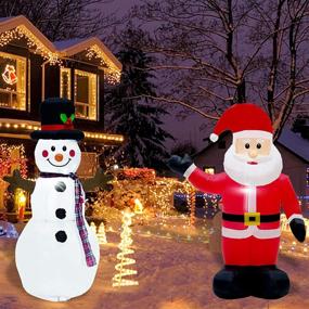 img 1 attached to 🤶 Twinkle Star Set of 2 Christmas Lighted Santa Claus and Snowman Inflatables, 4FT Blow Up Indoor Outdoor Xmas Decor for Lawn, Yard, and Garden Decorations