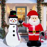 🤶 twinkle star set of 2 christmas lighted santa claus and snowman inflatables, 4ft blow up indoor outdoor xmas decor for lawn, yard, and garden decorations logo