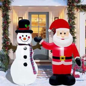 img 4 attached to 🤶 Twinkle Star Set of 2 Christmas Lighted Santa Claus and Snowman Inflatables, 4FT Blow Up Indoor Outdoor Xmas Decor for Lawn, Yard, and Garden Decorations