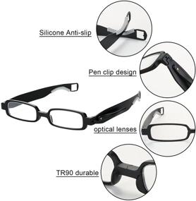 img 2 attached to 🔎 Compact, Scratch-Proof, Folding 360° Twist Mini Pocket Pen Clip Reading Glasses for Men and Women with Leather Case