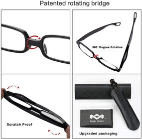 img 3 attached to 🔎 Compact, Scratch-Proof, Folding 360° Twist Mini Pocket Pen Clip Reading Glasses for Men and Women with Leather Case