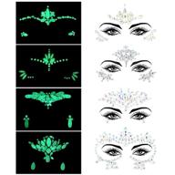 🌟 8-piece noctilucent face jewels - glow in the dark self-adhesive luminous tattoos rhinestone mermaid body jewelry fluorescent crystals sticker for easter, rave, halloween (#001) logo
