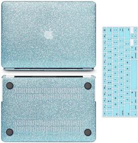 img 3 attached to 💙 Anban MacBook Air 13 inch Case - Glitter Smooth Leather Snap On Protective Hard Shell with Keyboard Cover - Shining Blue (A1466 A1369 Model, 2010-2017 Release)