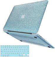 💙 anban macbook air 13 inch case - glitter smooth leather snap on protective hard shell with keyboard cover - shining blue (a1466 a1369 model, 2010-2017 release) logo