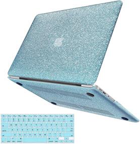 img 4 attached to 💙 Anban MacBook Air 13 inch Case - Glitter Smooth Leather Snap On Protective Hard Shell with Keyboard Cover - Shining Blue (A1466 A1369 Model, 2010-2017 Release)