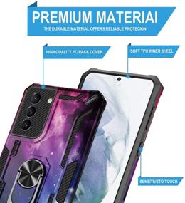 img 2 attached to 📱 GORGCASE for Samsung Galaxy S21 Plus Case - Heavy Duty Shockproof Cover with 360° Rotating Ring Stand and Glass Screen Protector