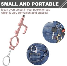 img 2 attached to 4-Pack No Touch Door Opener Tool - Non-Contact Multifunctional Keychain (Black, Silver, Rose Gold, Gold) – Bottle Opener, Stylus, and Key Ring Included