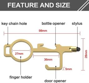 img 3 attached to 4-Pack No Touch Door Opener Tool - Non-Contact Multifunctional Keychain (Black, Silver, Rose Gold, Gold) – Bottle Opener, Stylus, and Key Ring Included