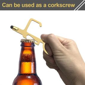 img 1 attached to 4-Pack No Touch Door Opener Tool - Non-Contact Multifunctional Keychain (Black, Silver, Rose Gold, Gold) – Bottle Opener, Stylus, and Key Ring Included