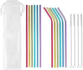 img 4 attached to 🌈 Colorful Set of 12 Reusable Aluminum Straws with Cleaning Brushes - Perfect for Parties!